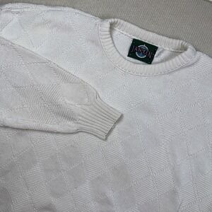 Vintage Jantzen Cream  Sweater Men's Size X-Large Crew Neck Knitted Pullover
